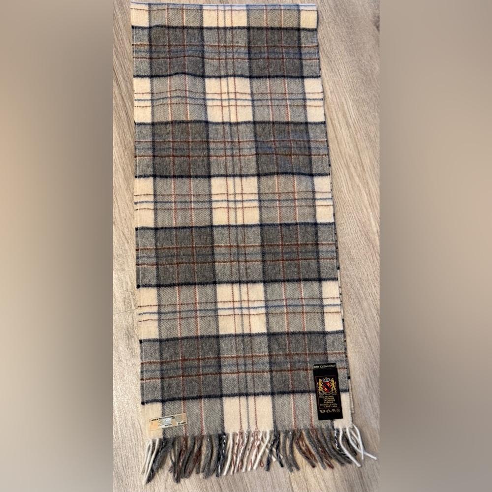 Vintage Men’s Cashmere & Wool Plaid Scarf Made in West Germany Filene’s Boston